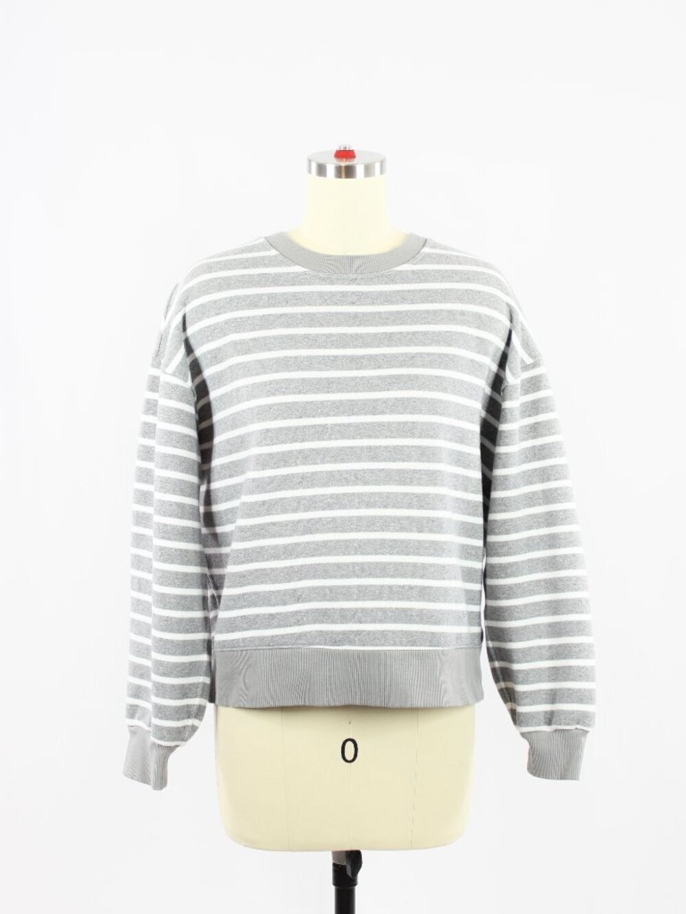 LULULEMON Perfectly Oversized Grey White Striped Fleece Sweatshirt, Size XS
